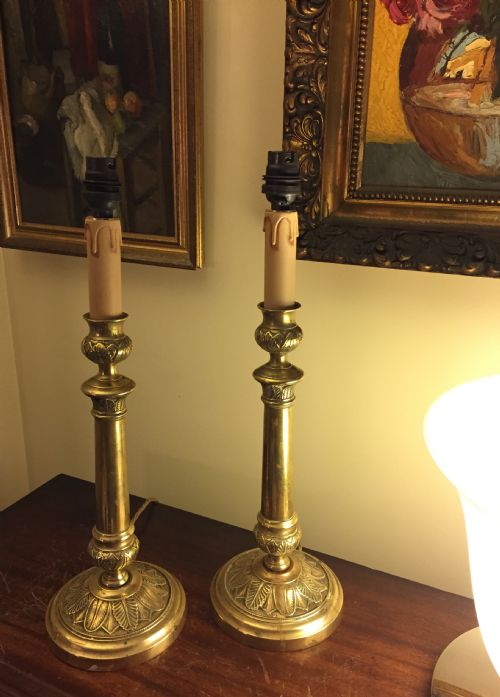 fig 1. Pair Empire Table Lamps Bronze