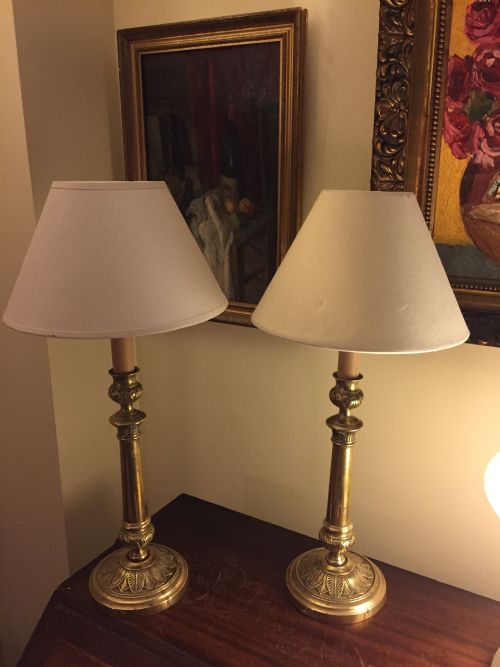 Pair Empire Table Lamps Bronze