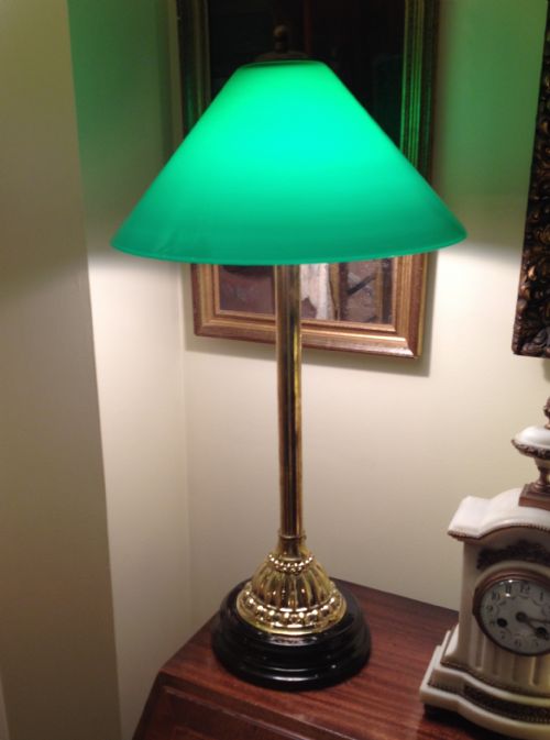 Impressive Edwardian Table Lamp Brass and Opaline