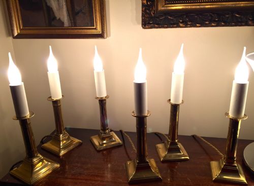 Set of Six Georgian Table Lamps Brass