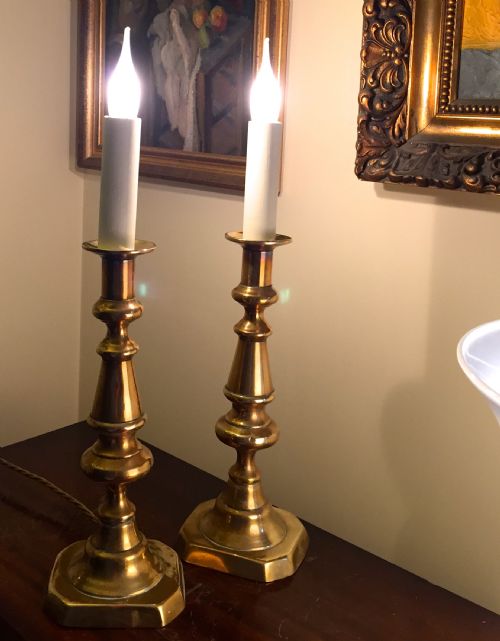 Fine Pair Georgian Table Lamps Brass