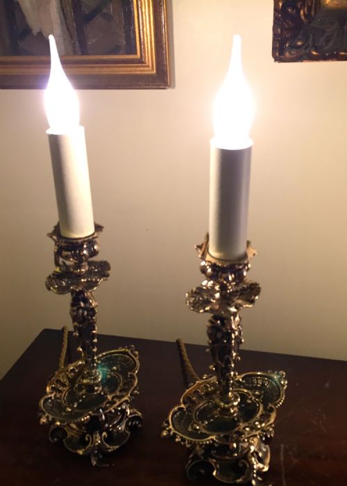 Pair Mid 18th Century French Table Lamps Bronze