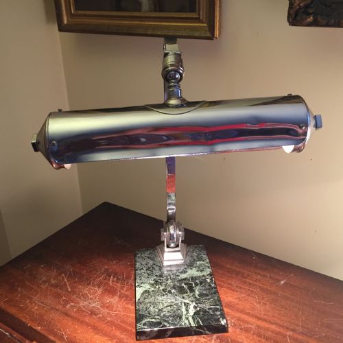 Art Deco Desk Lamp Chrome on Marble Adjustable