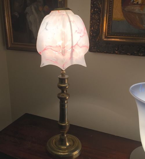 Classic Empire Column Table Lamp Bronze and Opaline