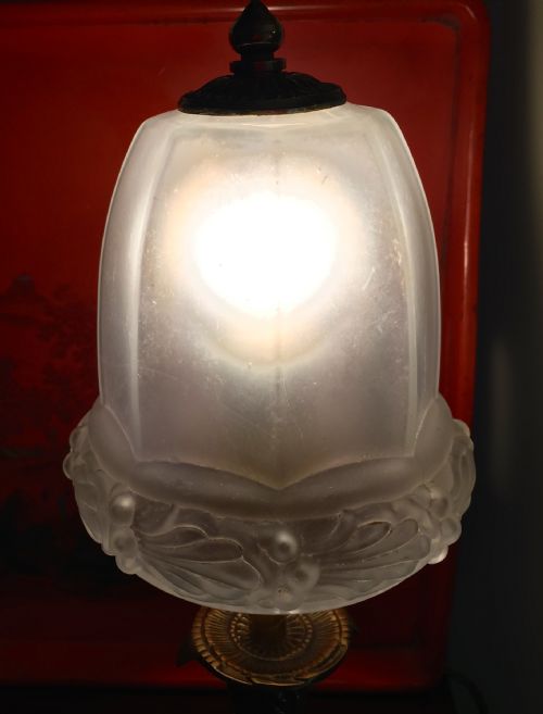 NAPOLEON III CONSOLE LAMP BRONZE AND FROSTED GLASS - ADDITIONAL PHOTO 7