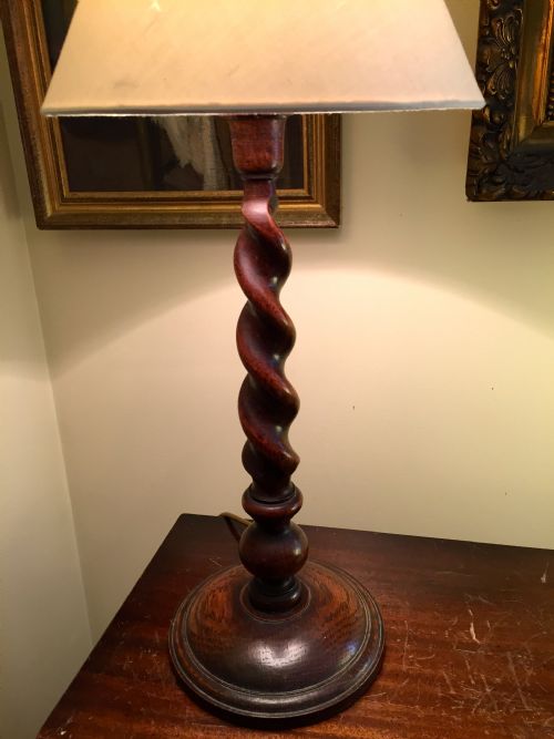 Victorian Barley Twist Table Lamp Mahogany