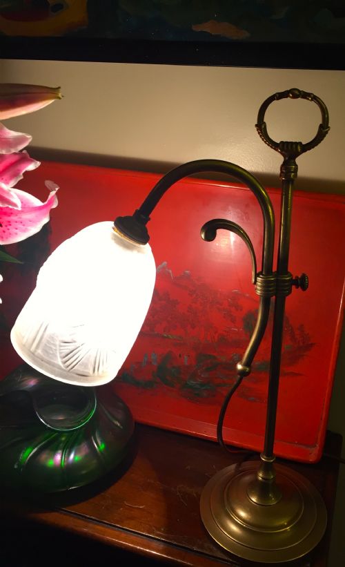 1900 Desk Lamp Bronze and Frosted Glass