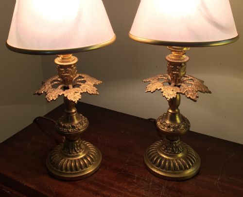 Fine Quality Pair Table Lamps Gilt Bronze
