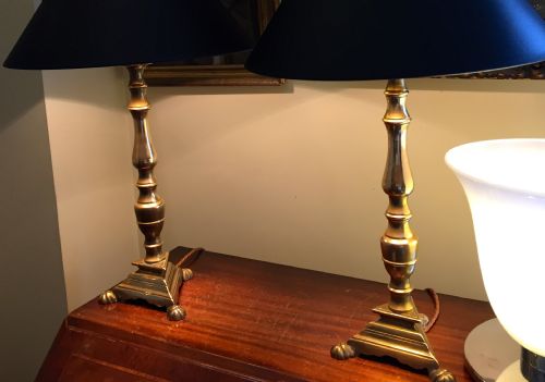 Versatile Pair Tall Classic Table Lamps Solid Brass