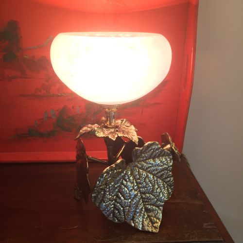 Original 1920 Lamp Autumn Branch and Foliage Bronze Schneider Shade