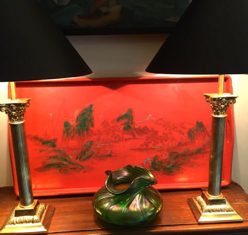 Fine Traditional Pair Corinthian Column Table Lamps Solid Brass