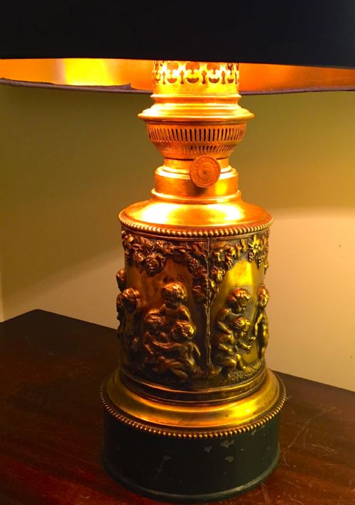 Napoleon III Converted Oil Lamp Cherub Ormolu