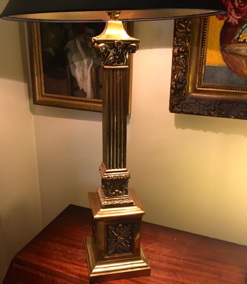 Tall Impressive Edwardian Table Lamp Obelisk Bronze