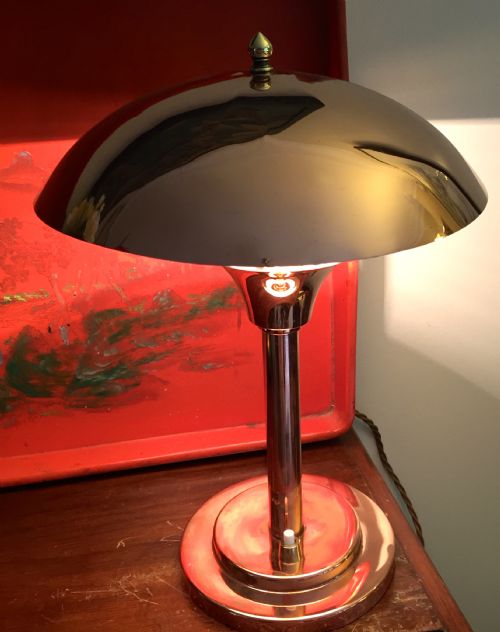Stylish Art Deco Dome  Desk Lamp Copper