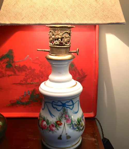 1900 Lamp Vieux Paris Porcelain Hand Painted and Enamelled.