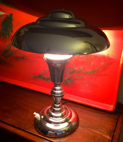Wonderful Art Deco Dome Desk Lamp Chrome