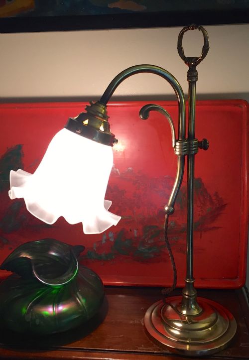 1900 Desk Lamp Bronze and Frosted Glass
