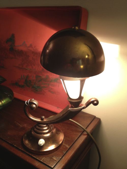 Stylish Art Deco Desk Lamp Copper
