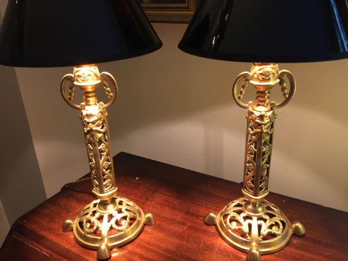 Spectacular  Pair W.tonks & Sons Birmingham Table Lamps Bronze