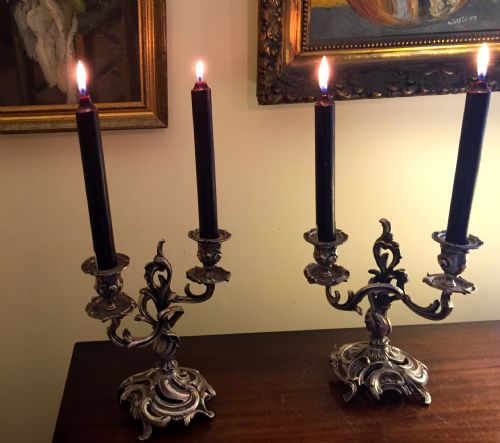 Fine Quality Pair Napoleon III Candelabras Silver