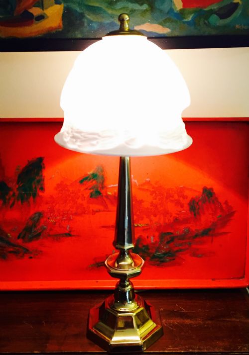 DECORATIVE TABLE LAMP BRASS AND PORCELAIN DE BISCUIT - ADDITIONAL PHOTO 4