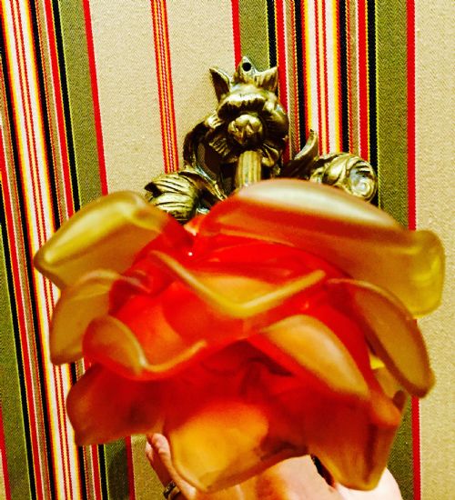 19th Century French Wall Light Bronze and Frosted Glass