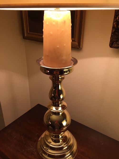 FINE QUALITY LARGE ANTIQUE TABLE LAMP SOLID BRASS - ADDITIONAL PHOTO 2