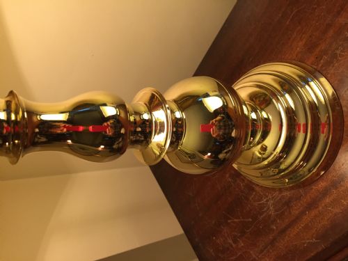 FINE QUALITY LARGE ANTIQUE TABLE LAMP SOLID BRASS - ADDITIONAL PHOTO 3