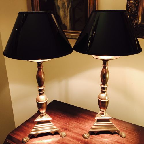 Traditional English Pair Consol Lamps Solid Brass