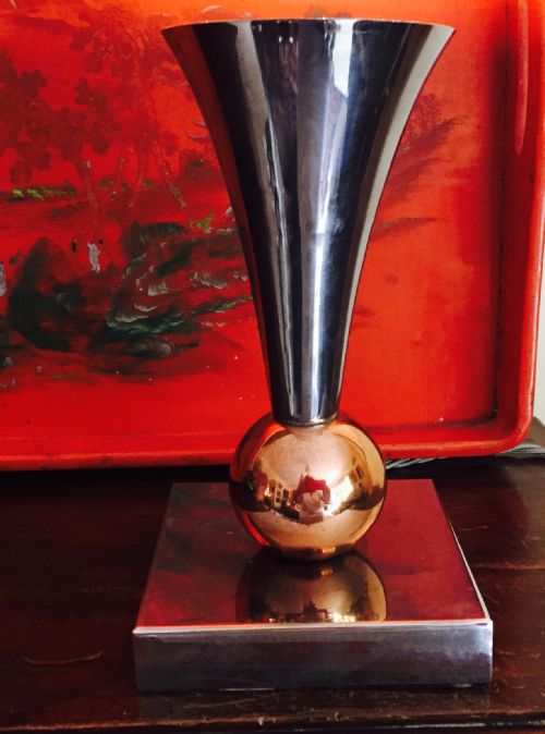 Art Deco Desk Lamp Chrome and Copper
