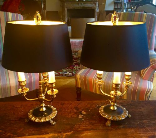 fig 1. Pair Wonderful Bouillotte Desk Lamps 