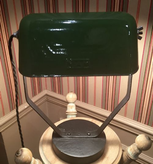 Original  Modernist Adjustable Bankers Lamp Green Stamped