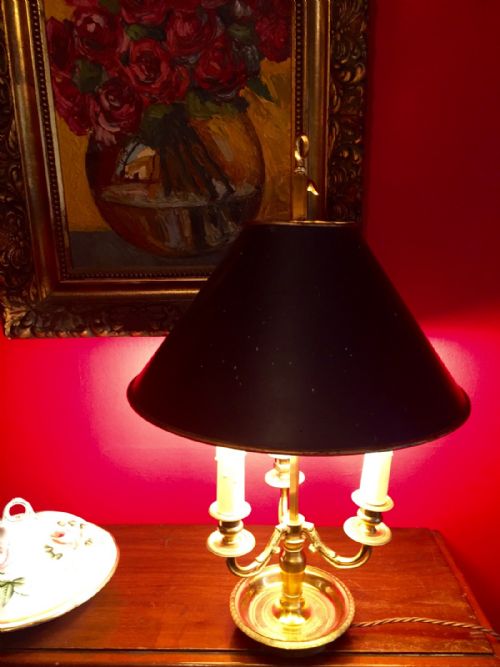 Traditional Bouillotte Desk Lamp Bronze and Black Toleware