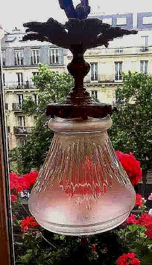 Wonderful Edwardian Ceiling Lamp Bronze and Cut Glass