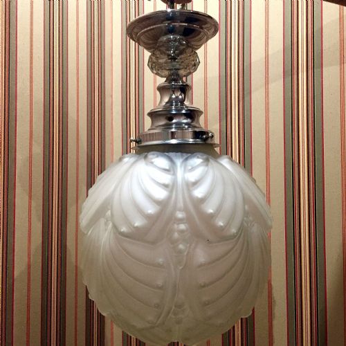 Impressive Art Deco Ceiling Lamp Frosted Glass