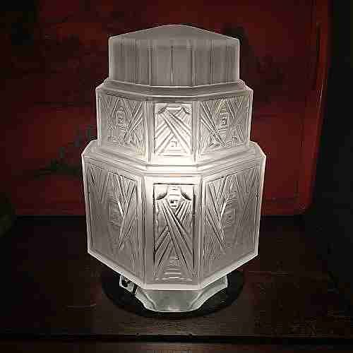 Original Art Deco Ceiling / Table Skyscraper Frosted Glass
