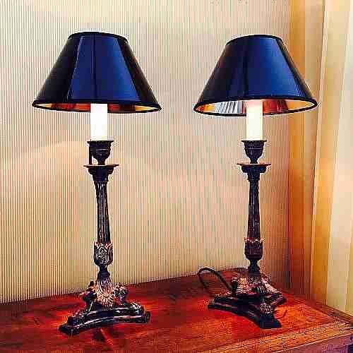 Pair Arts and Crafts Consol Lamps Bronze