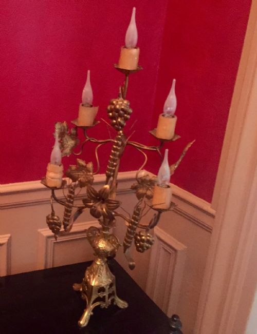 ANTIQUE FRENCH ALTAR CANDELABRA GILDED BRONZE - ADDITIONAL PHOTO 4