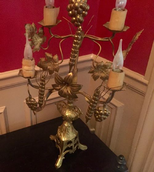 ANTIQUE FRENCH ALTAR CANDELABRA GILDED BRONZE - ADDITIONAL PHOTO 5