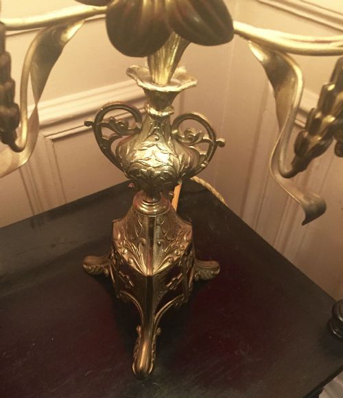 ANTIQUE FRENCH ALTAR CANDELABRA GILDED BRONZE - ADDITIONAL PHOTO 6