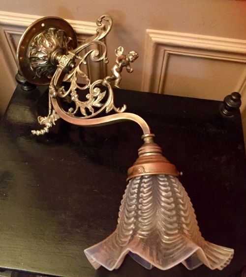 Cherub 19th Century Wall Light Bronze