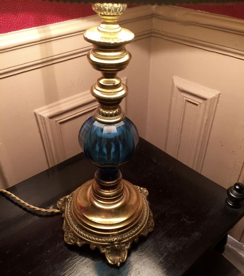 Fine Classic  Table Lamp Bronze and Blue Murano