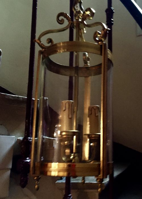 EDWARDIAN TRIPLE LIGHT HALL LANTERN BRASS - ADDITIONAL PHOTO 3
