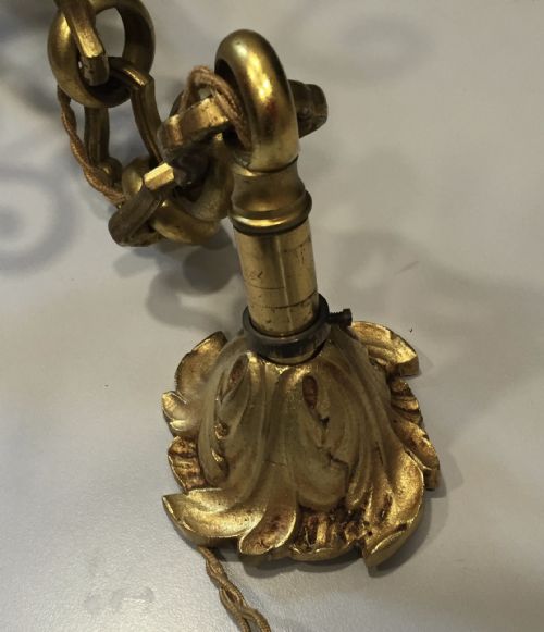 EDWARDIAN TRIPLE LIGHT HALL LANTERN BRASS - ADDITIONAL PHOTO 6