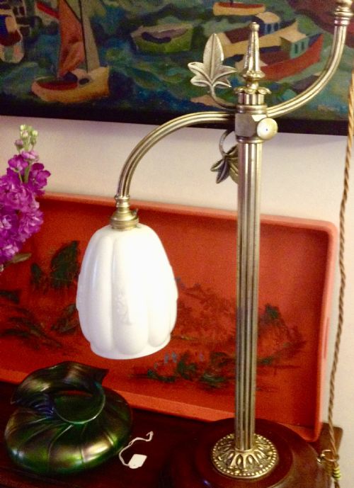 Splendid Edwardian Adjustable Library Lamp Bronze.