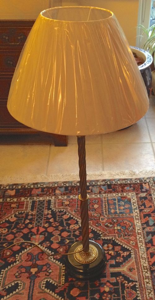 TALL EDWARDIAN COLUMN LAMP BRONZE AND BRASS - ADDITIONAL PHOTO 1