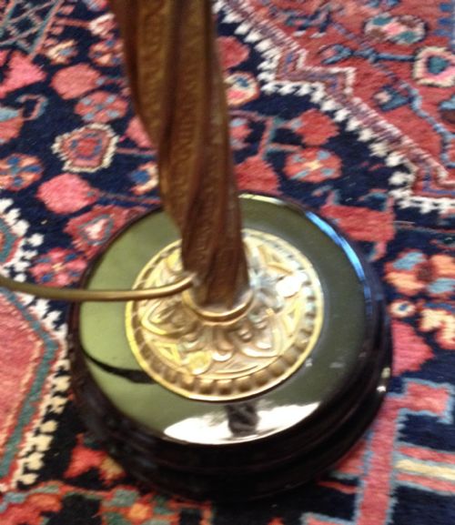 TALL EDWARDIAN COLUMN LAMP BRONZE AND BRASS - ADDITIONAL PHOTO 2