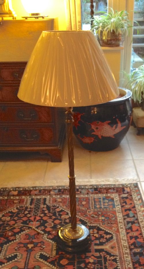 TALL EDWARDIAN COLUMN LAMP BRONZE AND BRASS - ADDITIONAL PHOTO 3