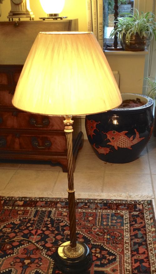 TALL EDWARDIAN COLUMN LAMP BRONZE AND BRASS - ADDITIONAL PHOTO 5