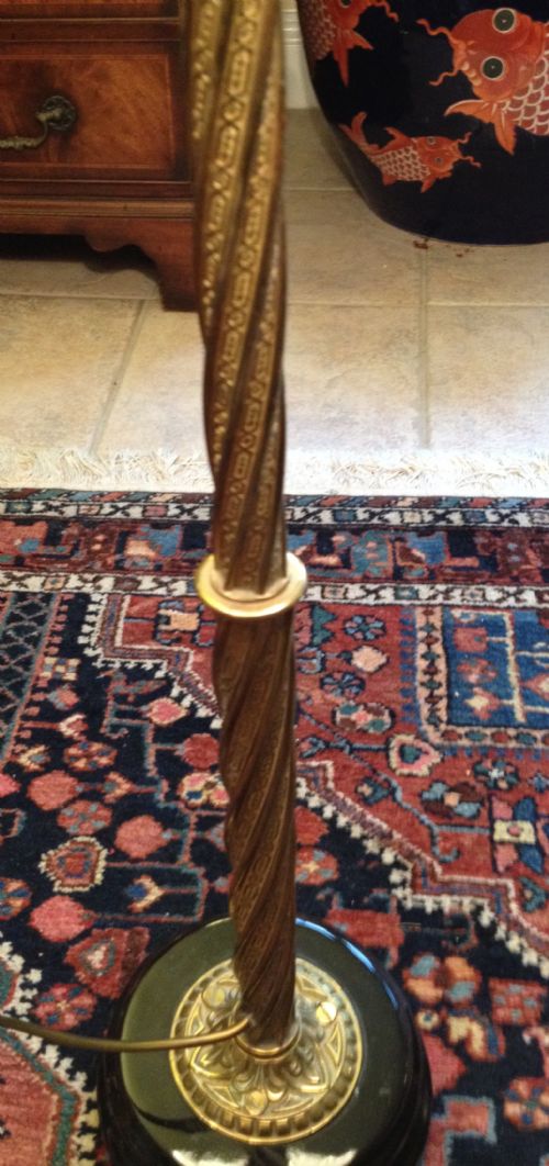 TALL EDWARDIAN COLUMN LAMP BRONZE AND BRASS - ADDITIONAL PHOTO 9